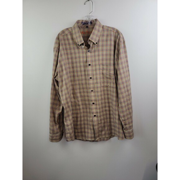 Alan Flusser Plaid Sleeve Button DownStriped Shirt Men's Large - Picture 6 of 11